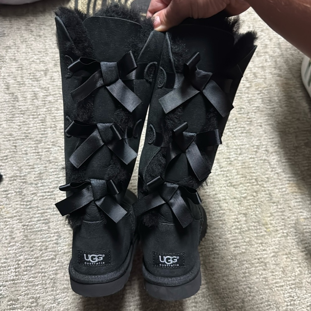 UGG Tall Black Boots with Bow Detail on back